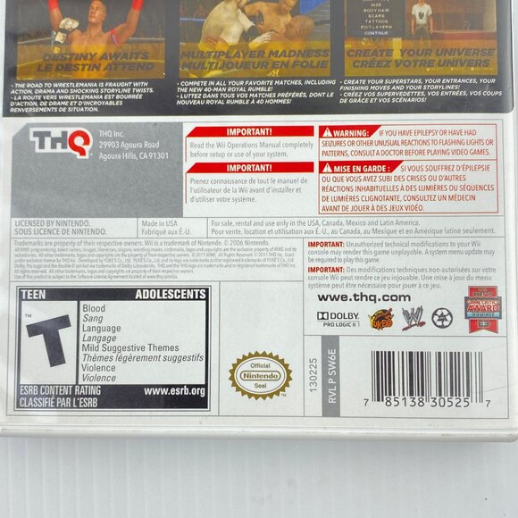 WWE 12 Nintendo Wii Video Game 2011 Case Booklet Disc Rated Teen - Picture 4 of 8